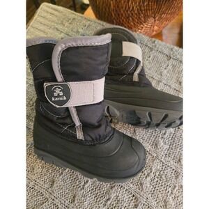 KAMIK - Kids Black Gray Waterproof Insulated Winter Snow Boots Size 8 Toddler
